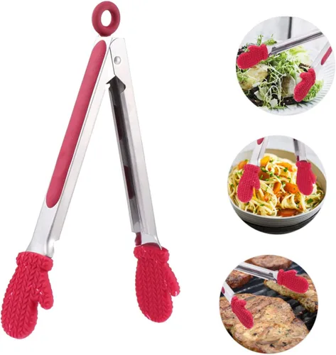 Vista 9 de SHOWERORO Pinzas de comida de Navidad, pinzas para servir alimentos, pinzas de pan de Navidad, herramientas multiusos, pinzas de limón, mini