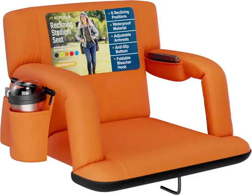 Vista 10 de Alpcour Asiento plegable para estadio – Silla de apoyo para adultos amplios reclinables de lujo para adultos para blanqueadores – Mejor extra grueso
