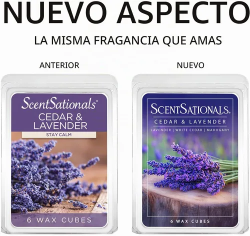 Vista 4 de ScentSationals Cera perfumada de cedro y lavanda para derretir 10 onzas (24 cubos) Lavanda, cedro blanco y caoba fragancia de larga duración se