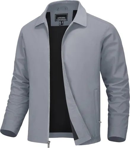 Vista 16 de MAGNIVIT Chaquetas ligeras para hombre, cortavientos ligeros, con cremallera completa, elegante, abrigo de golf, negocios, trabajo, vestido casual