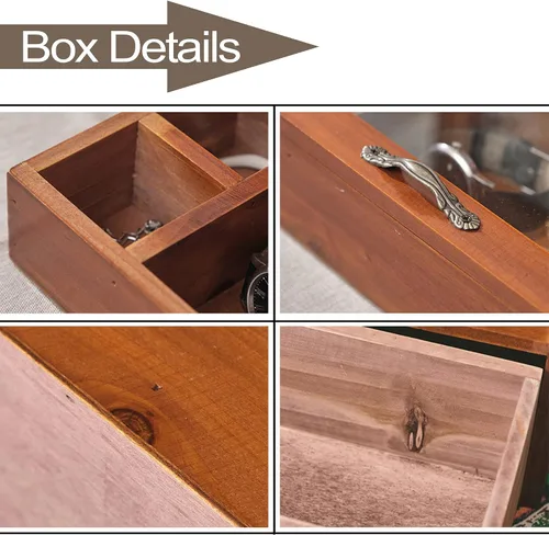 Vista 7 de Joyero organizador de madera personalizado para hombres, regalos personalizados para papá, marido, abuelo, novio, caja de almacenamiento de joyas
