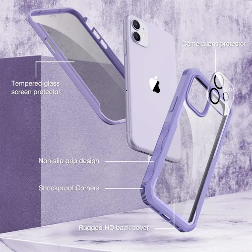Vista 448 de CENHUFO Funda de privacidad para iPhone 11 Pro, funda de cuerpo completo con protector de pantalla de privacidad de vidrio templado 9H integrado