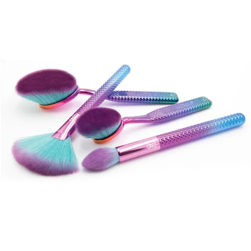 Vista 3 de MODA Prismatic Precision Powder - Juego de 4 brochas de maquillaje para polvo, reflejos y detalles, sintéticos coloridos