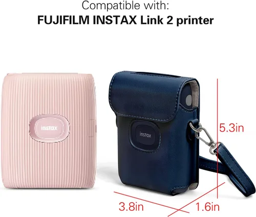 Vista 2 de MIni Link 2 - Funda de piel sintética para impresora Fujifilm Instax Mini Link 2 con correa de hombro ajustable