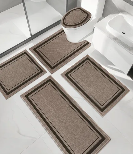 Vista 51 de chakme Juego de 2 alfombras de baño ultrafinas, absorbentes, antideslizantes, lavables a máquina, color beige oscuro, 17 x 24 pulgadas + tapete