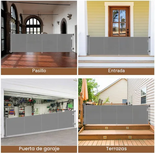 Vista 7 de Miumoon - Puertas retráctiles reforzadas de 200 pulgadas para bebé, 42 pulgadas de alto Gris