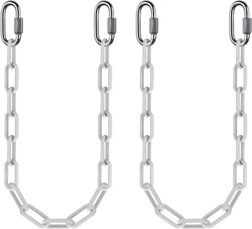 Vista 24 de 2 cadenas colgantes resistentes de 20 pulgadas con ganchos, cadena de extensión de columpio, color negro