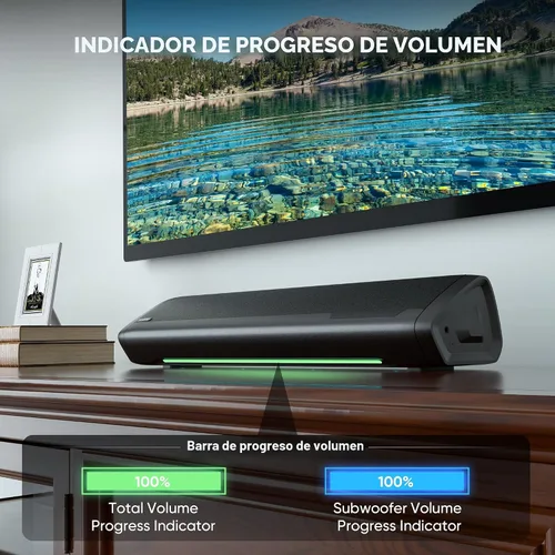 Vista 4 de Saiyin - Barras de sonido para TV con subwoofer, 2.1 graves profundos, pequeña barra de sonido, monitor de altavoces, sistema de sonido envolvente