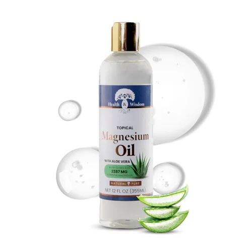 Vista 10 de Health & Wisdom Aceite de magnesio puro con aloe vera, alivio tópico muscular y articular, hidratante natural y puro para la piel, absorción