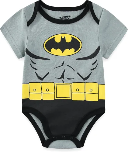 Vista 3 de WARNER BROS Justice League Batman, Superman, Flash, Aquaman and Green Lantern Baby Boys 5 Pack Creepers for Infants