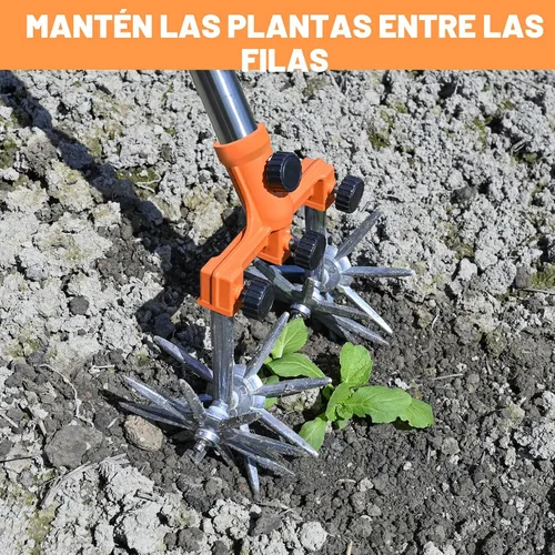 Vista 5 de BARAYSTUS Cultivador Rotativo de Jardín Motoazada Ajustable de Acero Inoxidable Manzón de Mano para Mezcla de Suelo o Resembrado de Césped Motoazada