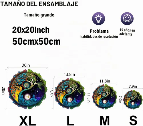 Vista 4 de Jigfoxy Rompecabezas de madera para adultos, rompecabezas de madera del árbol de la vida, rompecabezas únicos de forma zen, regalos de Navidad