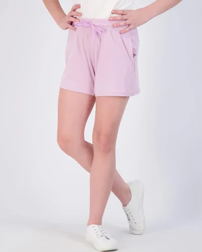 Vista 2 de Real Essentials Paquete de 3 pantalones cortos suaves y cómodos para niña, con cordón, pantalones cortos deportivos de yoga con bolsillos