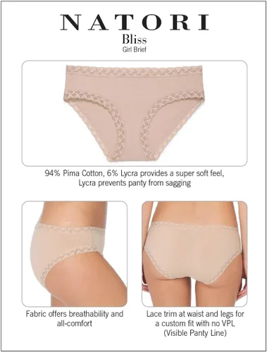 Vista 5 de Natori Paquete de 3 bragas Bliss Girl para mujer Café