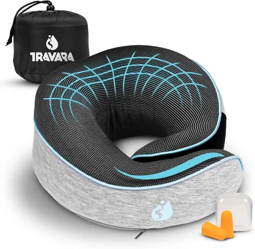 Vista 10 de Almohada cervical Airplane - Almohada de viaje - Espuma viscoelástica cómoda y ergonómica - Almohada de avión con soporte de cabeza y cuello de 360°