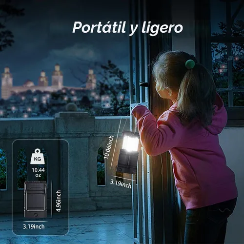 Vista 5 de Linterna solar de camping con manivela de mano de gran capacidad de 3000, linterna LED ultra brillante, portátil de 23 a 26 horas de tiempo de Negro