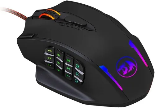 Vista 3 de Redragon M908 12400 DPI Impact MMO Mouse para juegos con 18 botones programables, cartucho de ajuste de peso, 12 botones laterales