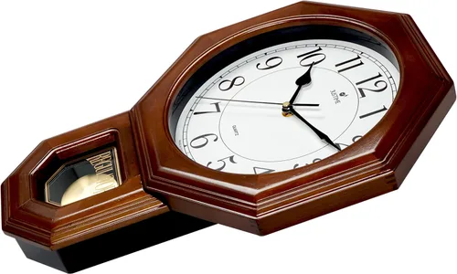 Vista 3 de JUSTIME Reloj de péndulo de madera maciza con carillones de estilo tradicional de escuela, con melodía de Westminster cada hora, fabricado en Taiwán