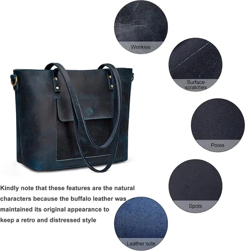 Vista 28 de S-ZONE Bolso bandolera vintage de cuero genuino para mujer