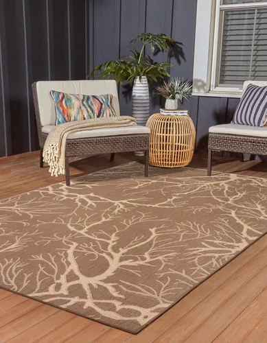 Vista 2 de Unique Loom - Alfombra de centro Café/Beige