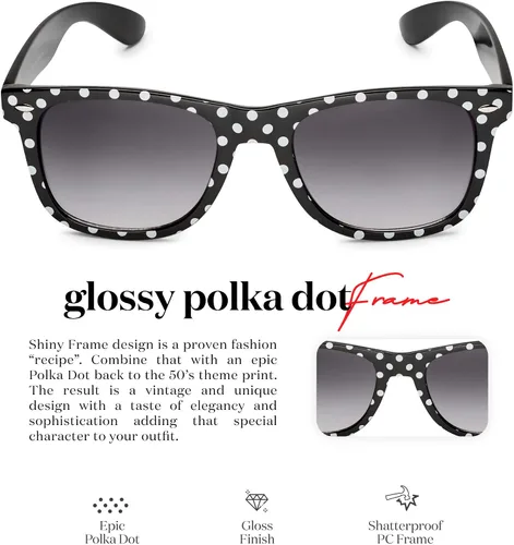 Vista 3 de Retro Rewind Gafas de sol vintage de lunares para mujer UV400