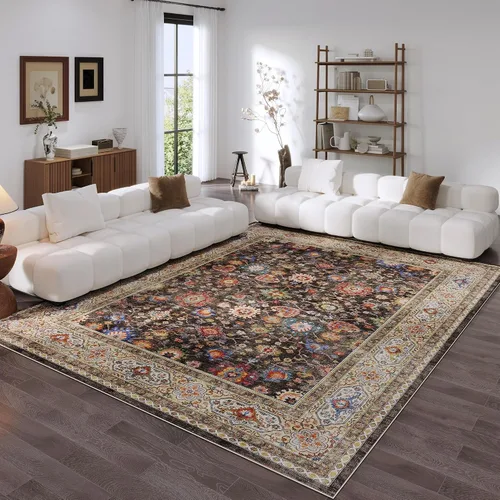 Vista 77 de Rugcomf Alfombra de Entrada de 2'x3' - Patrón Paisley, Tapete para Puerta de Entrada Interior, Floral Vintage, Lavable a Máquina, Alfombra