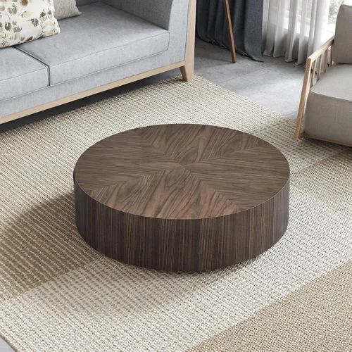 Vista 9 de Mesa de centro redonda ovalada moderna de madera giratoria de 3 niveles, fácil montaje, negro (40.15 x 23.75 x 13 pulgadas)