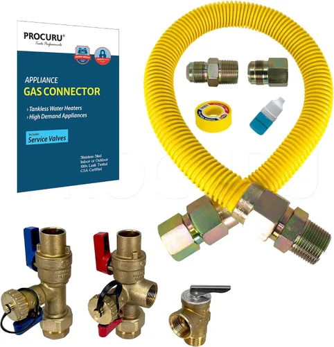 Vista 15 de PROCURU Conector de gas flexible universal FIP de 1 pulgada de diámetro exterior x 12 pulgadas (1 pie) x 3/4 pulgadas MIP x 3/4 pulgadas FIP
