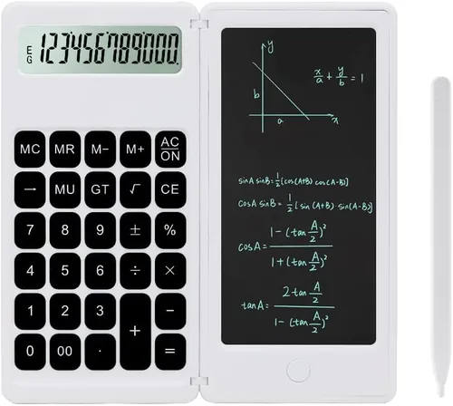 Vista 7 de Calculadora de escritorio, calculadoras pequeñas de escritorio con bloc de notas, calculadora básica de 4 funciones de botón grande, artículos Negro