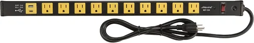 Vista 2 de Maxxima Regleta de alimentación resistente de 10 salidas con puertos USB, cable de extensión de 6 pies Surge Protected, 15A, Red On/Off Switch