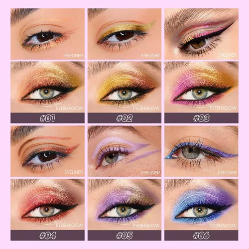 Vista 6 de Delineador de ojos líquido multicromo, delineador de ojos brillante con purpurina metálica, de larga duración, delineador de ojos colorido