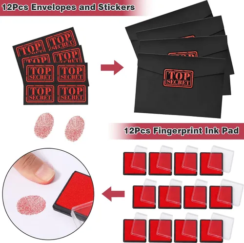 Vista 7 de Winrayk Detective Party Favors Spy Suministros de cumpleaños Bolígrafo de tinta invisible Cuaderno secreto Etiqueta de nombre de agente secreto Lupa