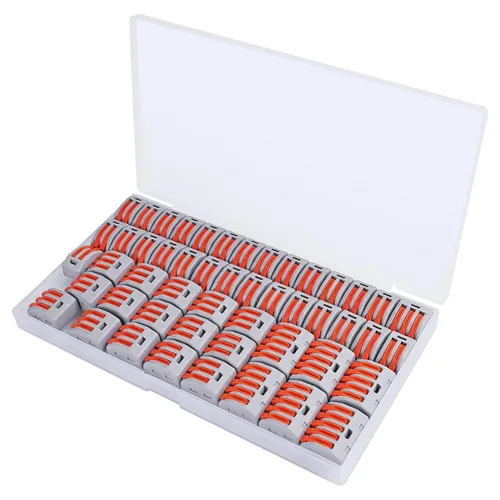 Vista 10 de Kit de surtido de 30 conectores eléctricos de alambre de palanca con tuercas, 28-12 AWG, combinación compacta de múltiples conductores de 2/3/5