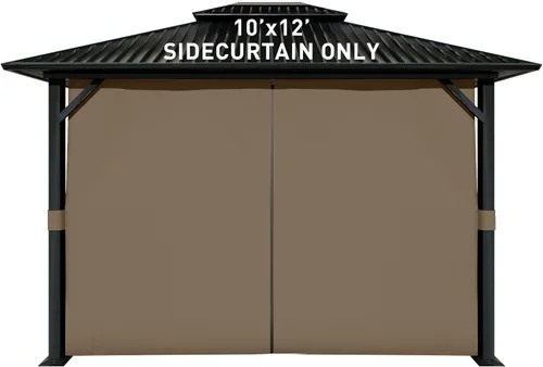 Vista 22 de Aoodor Cortinas de glorieta para exteriores de 10 x 12 pies, 4 paneles impermeables de repuesto para pared lateral de privacidad con cremallera