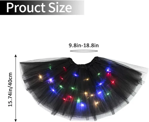 Vista 3 de Tutús iluminado de 3 capas para mujer, falda tutú LED para adultos y adolescentes, falda clásica elástica de ballet, disfraz de fiesta brillante