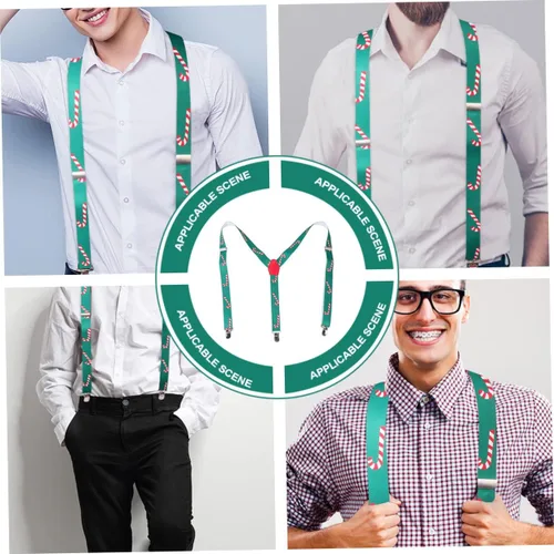 Vista 7 de TENDYCOCO 3pcs Christmas Straps Disfraz De Santa Claus para Adulto Santa Claus Outfit for Men Candy Cane Suit Santa Suit Men Suspender Man Suits for