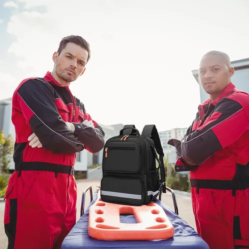 Vista 9 de Bolsa de primeros auxilios para trauma, mochila vacía, kits de emergencia médica, bolsa de salto para emergencias médicas, EMS, policía, bomberos