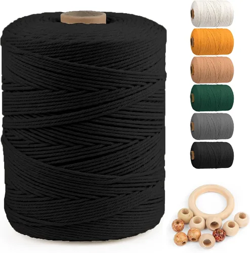 Vista 81 de ZUEXT Cordón de algodón para macramé de 4 mm x 500 m, ZUEXT Cordones trenzados naturales hechos a mano en verde manzana de 4 hebras, cuerda de lana
