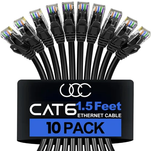 Vista 16 de Ultra Clarity Cables Cable Ethernet Cat6 (1 pie) LAN, UTP Cat 6 RJ45, red, parche, cable de Internet, paquete de 20 (1 pie)