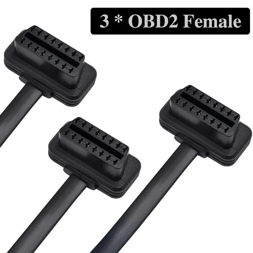 Vista 3 de Duttek OBDII - Cable divisor en Y de 1 a 3 pies (2 pies/23.6 in), cable de extensión OBD2 de ángulo Rihght, macho a hembra de 16 pines macho a