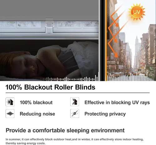 Vista 5 de Boolegon Persianas enrollables opacas para ventanas, sin cordón, con aislamiento térmico, protección UV, persianas de tela para puerta francesa