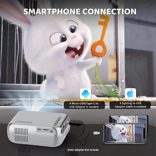 Vista 3 de Vamvo Mini proyector con WiFi y Bluetooth 4K, proyector inteligente portátil nativo 1080P para exteriores, pantalla de espejo con Android/iOS/PC