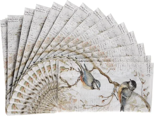 Vista 4 de IHR - Servilletas de papel de 3 capas, 16 unidades, tamaño invitado, Happy Little Titmice