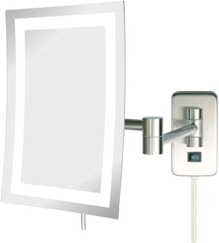 Vista 11 de JERDON Espejo de maquillaje rectangular para montaje en pared con aumento 5X, espejo de maquillaje de alambre directo con luces LED, negro mate