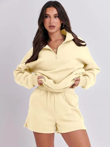 Vista 8 de Prinbara Conjunto deportivo de 2 piezas para mujer, sudadera de cuello con media cremallera, ropa de descanso, ropa Y2K