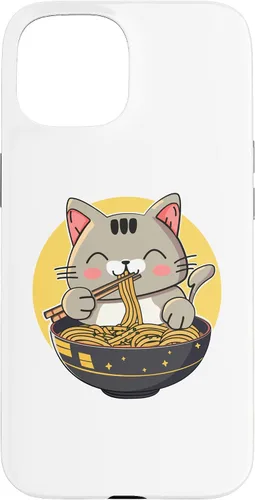 Vista 6 de Funda para iPhone 12/12 Pro Ramen Cat Kawaii Anime Merch Japonés Divertido Neko Noodle Bowl Case