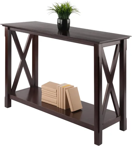 Vista 7 de Winsome Xola - Mesa consola con estante en capuchino, mesa de entrada delgada para pasillo, sala de estar, muebles elegantes para cualquier