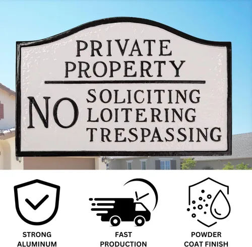 Vista 7 de Montague Metal Products - Placa de declaración de propiedad privada No Soliciting No Loitering - Placa de visualización de pared o césped - Señal