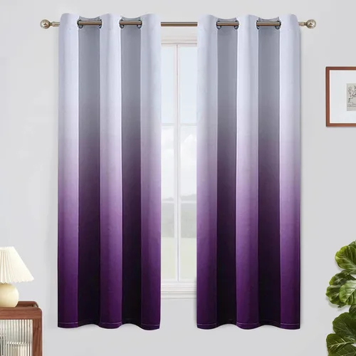Vista 28 de SimpleHome Cortinas degradadas degradadas para oscurecer la habitación de 36 pulgadas de largo para dormitorio, con ojales y bloqueo de luz Negro