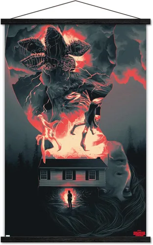 Vista 8 de Trends International Netflix Stranger Things - Póster de pared de siluetas, 22.4 pulgadas de largo x 14.7 pulgadas, versión enmarcada en madera